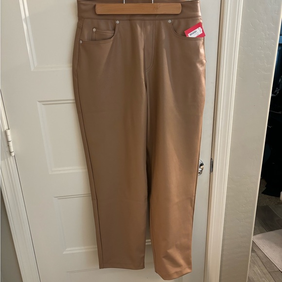 NWT! SPANX Leather-Like Straight Leg pant - Toffee, size M - Picture 7 of 9